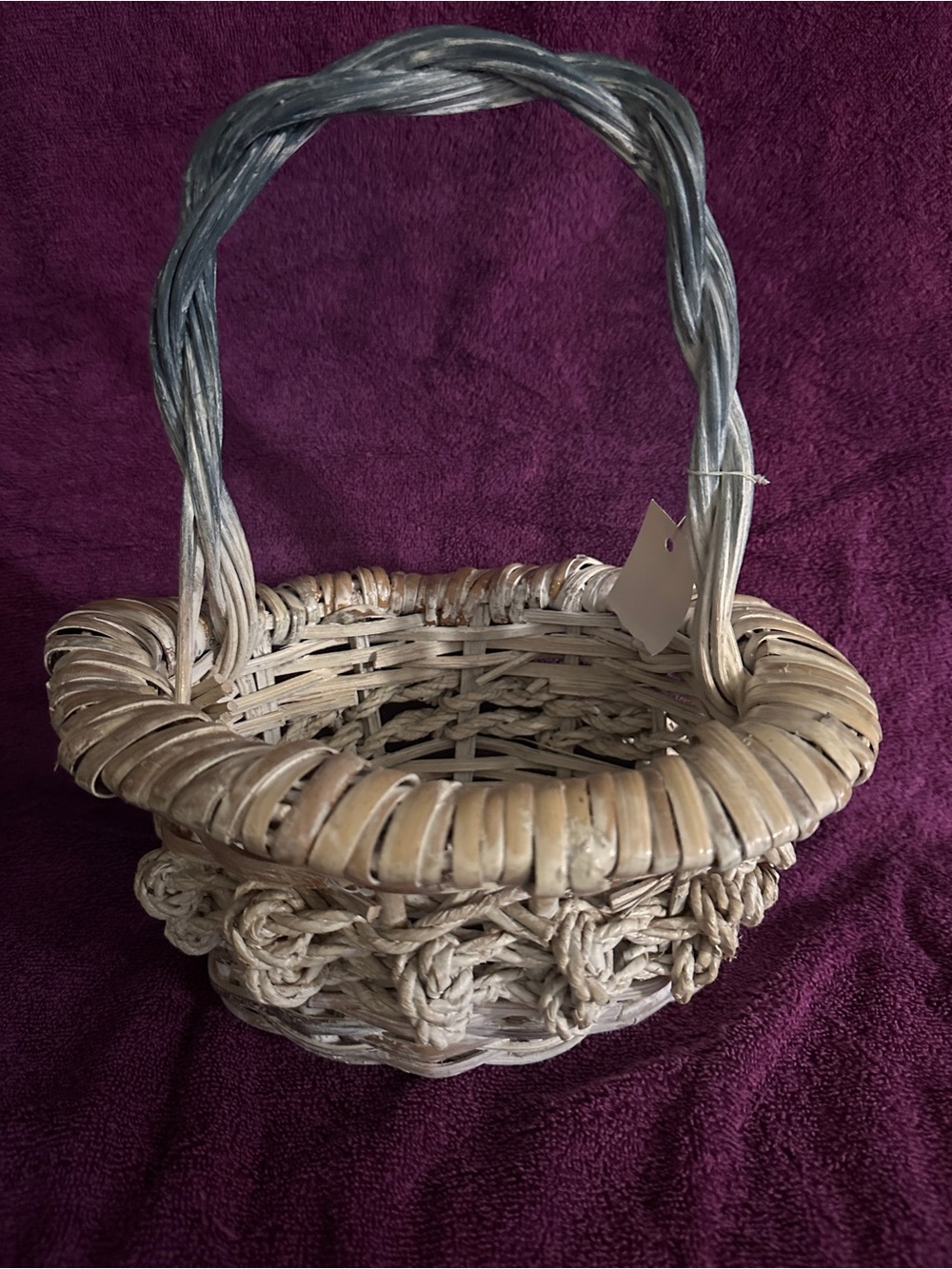 Handwoven Cream Decorative Basket with Handle